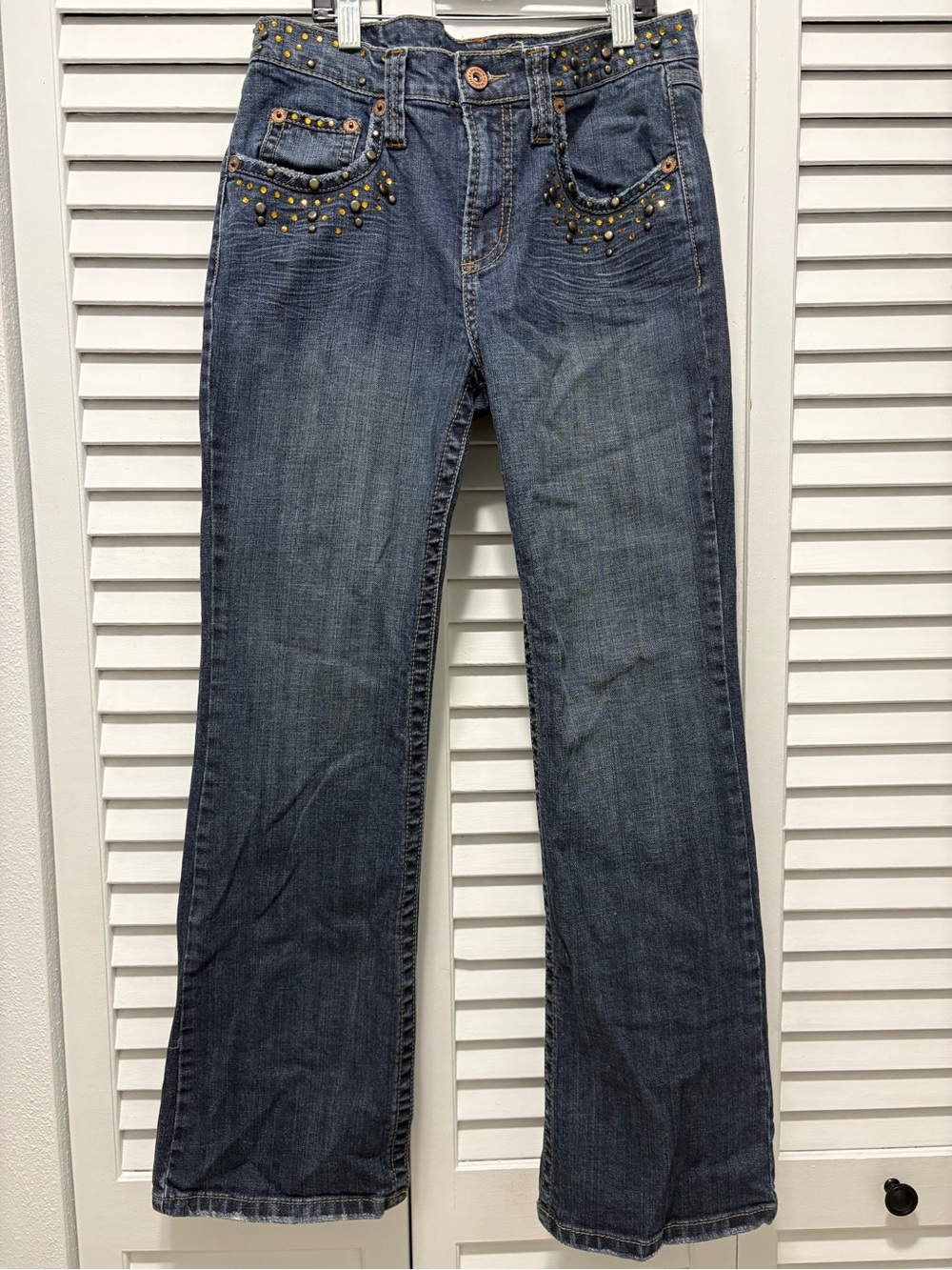 Z. Cavaricci Dark Blue Boot Cut Jeans with Gold Studs